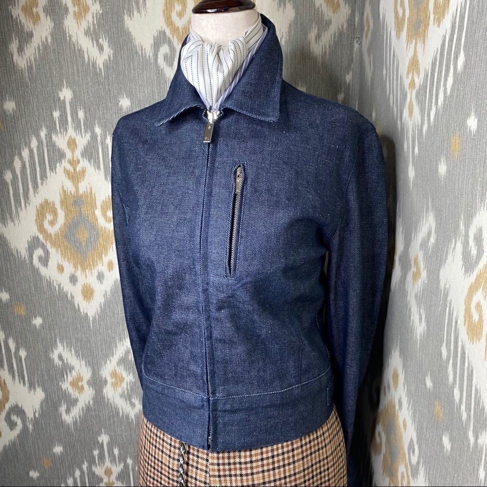 Ralph Lauren Dark Indigo Wash Raw Denim Workwear Zippered Jacket - Picture 3 of 16